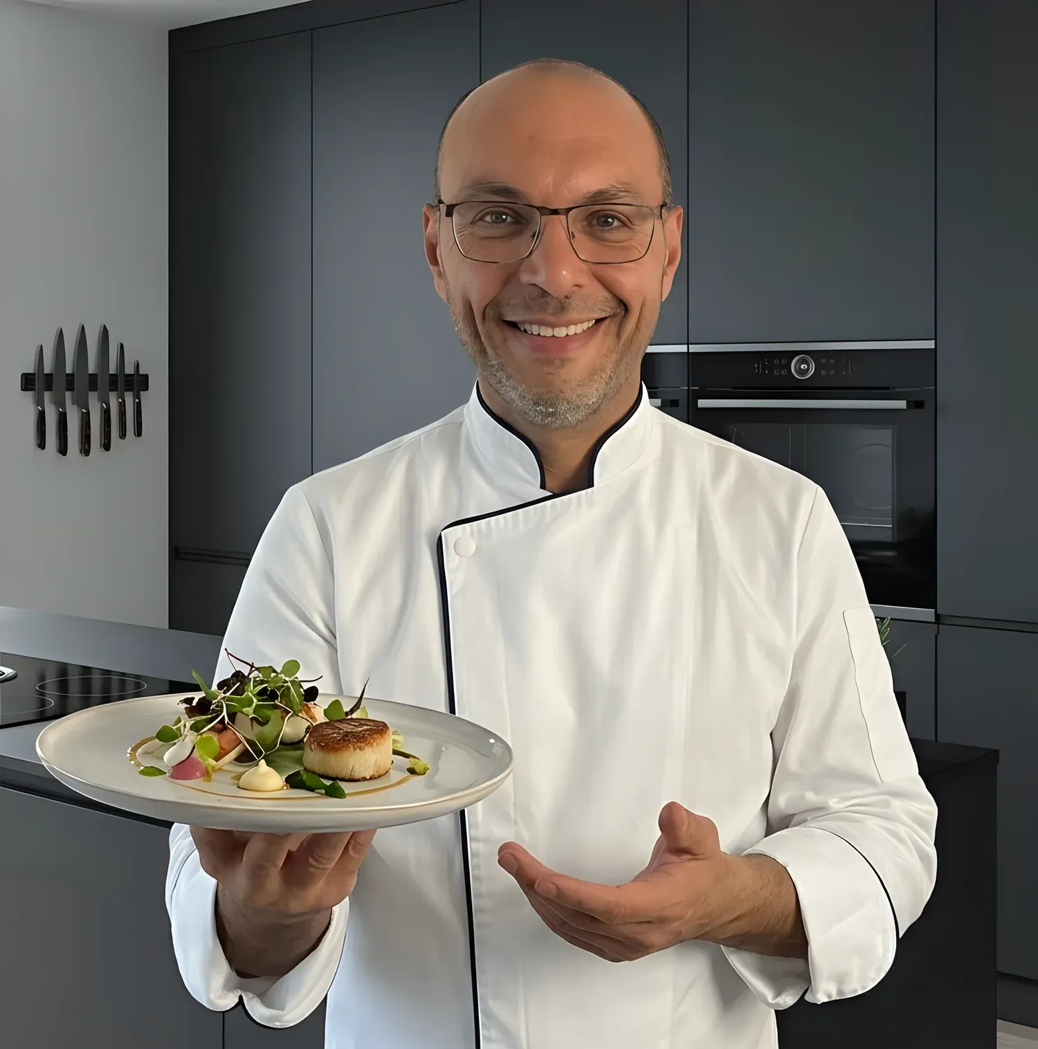 David Nagib presenteert een opgemaakt gerecht